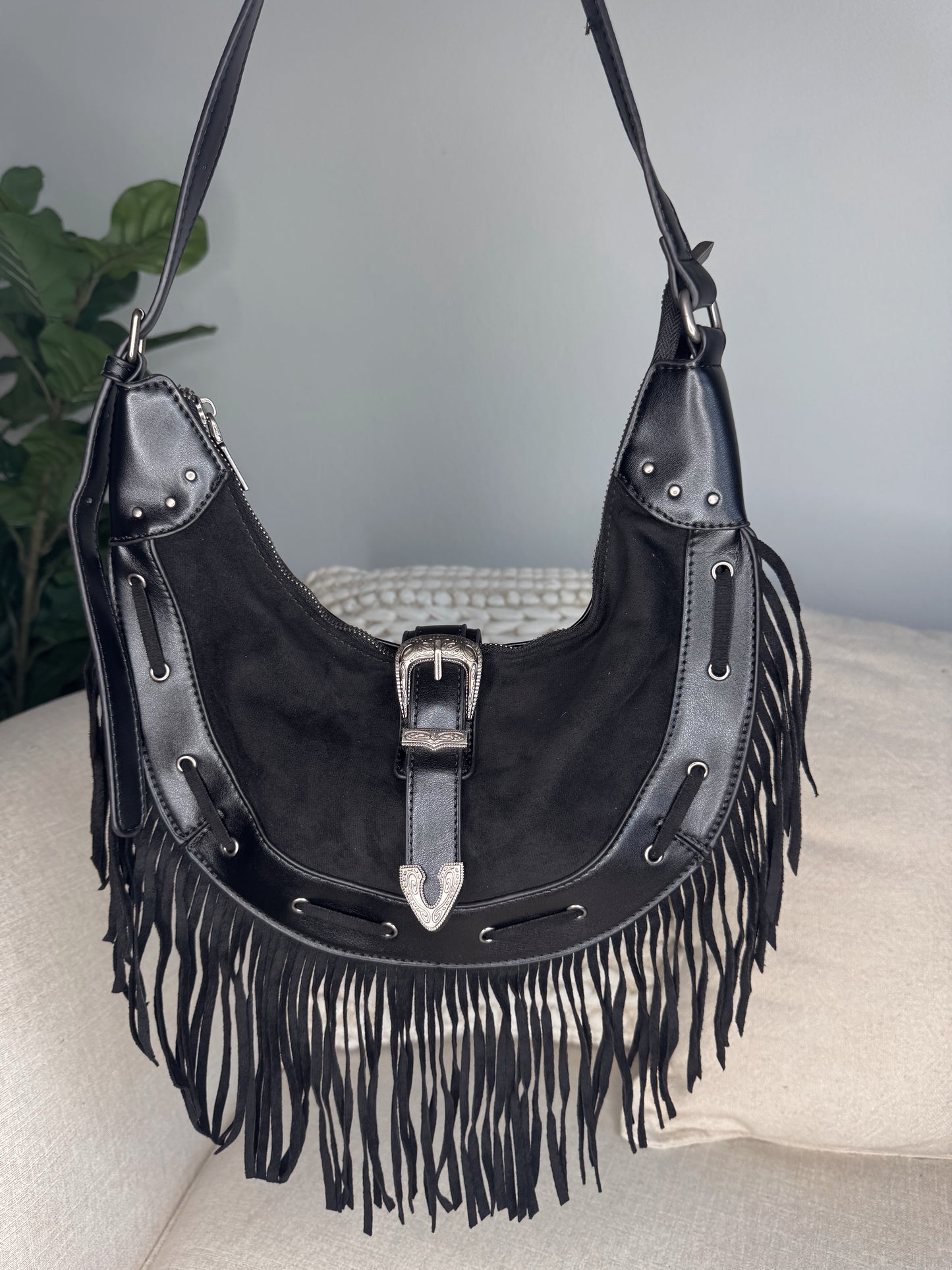Black Fringe Shoulder Bag