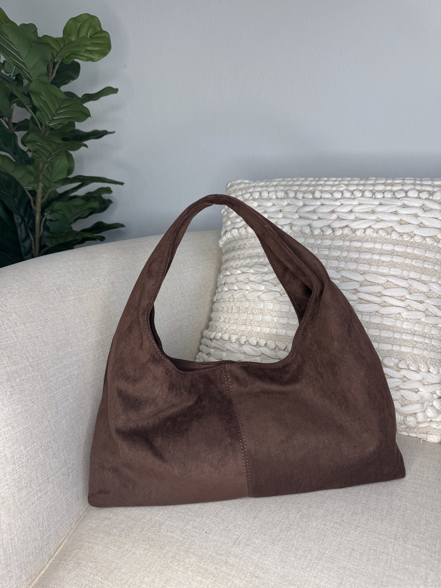 Brown Suede Hobo Bag