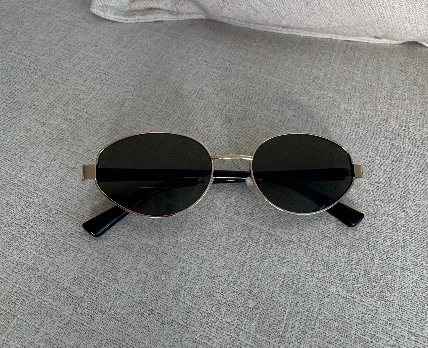 Gold/Green Oval Sunglasses