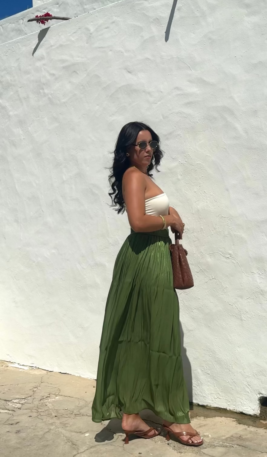 Olive Silky Maxi Skirt