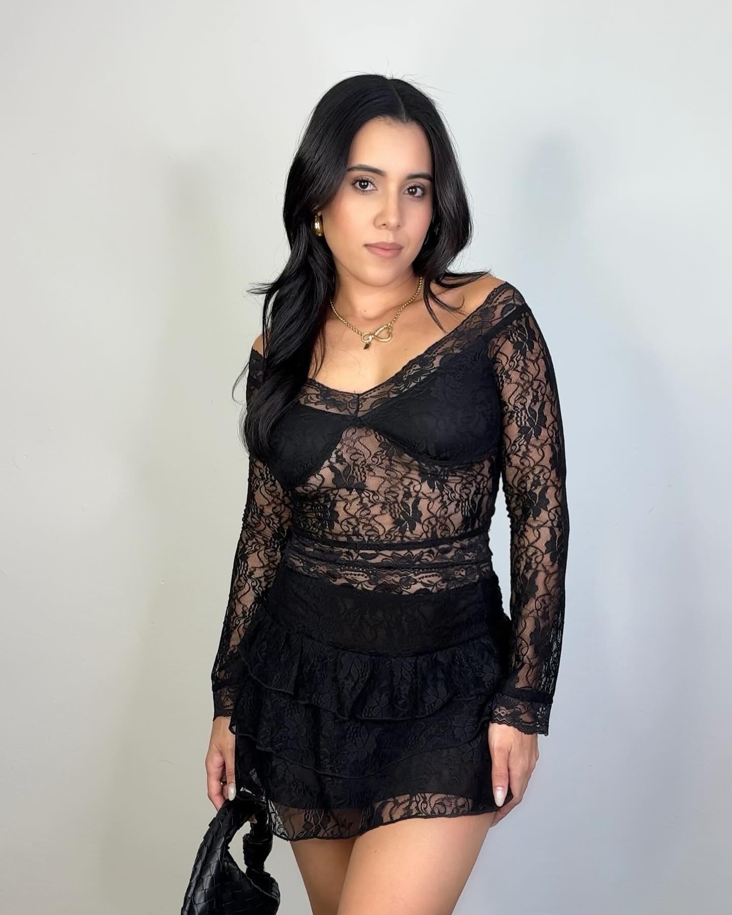 Black Lace Skirt Set