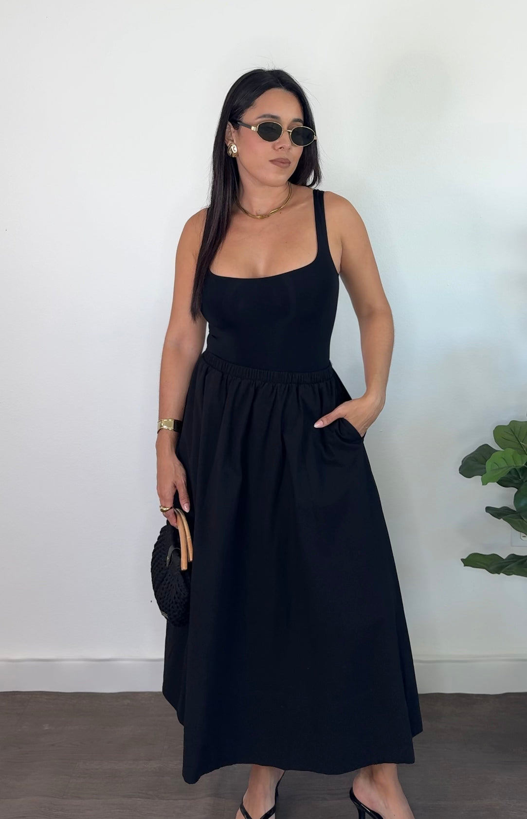 Black Poplin Skirt