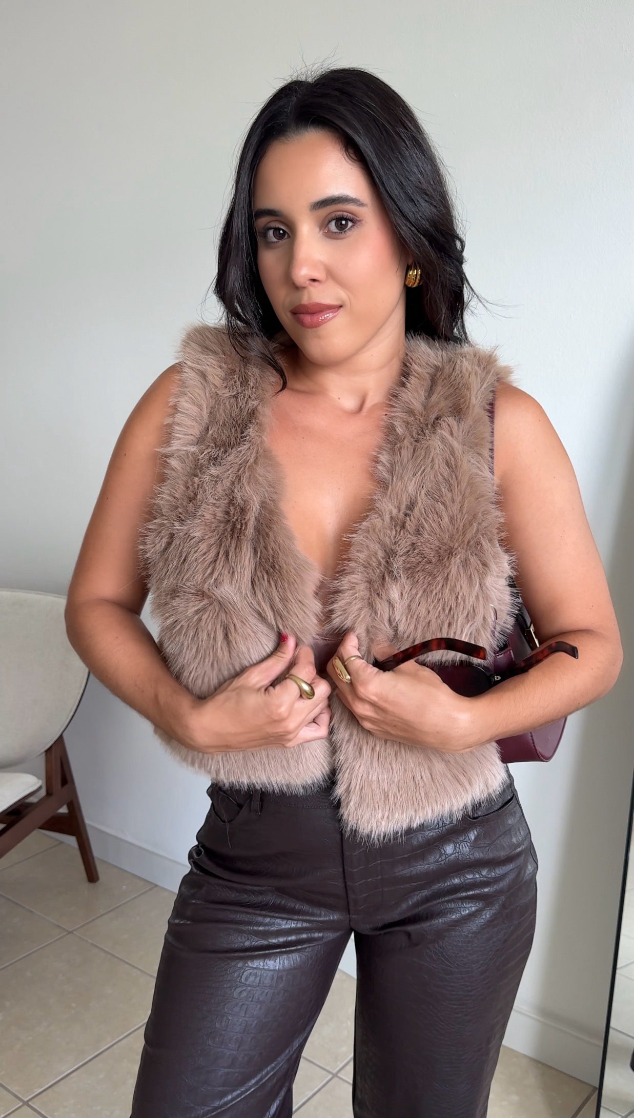 Fur Khaki Vest
