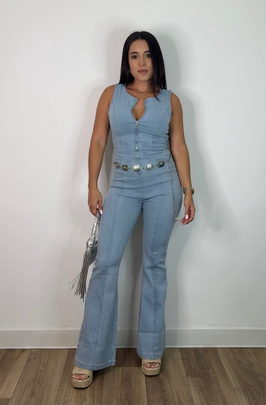 Denim Zipper Jumpsuit