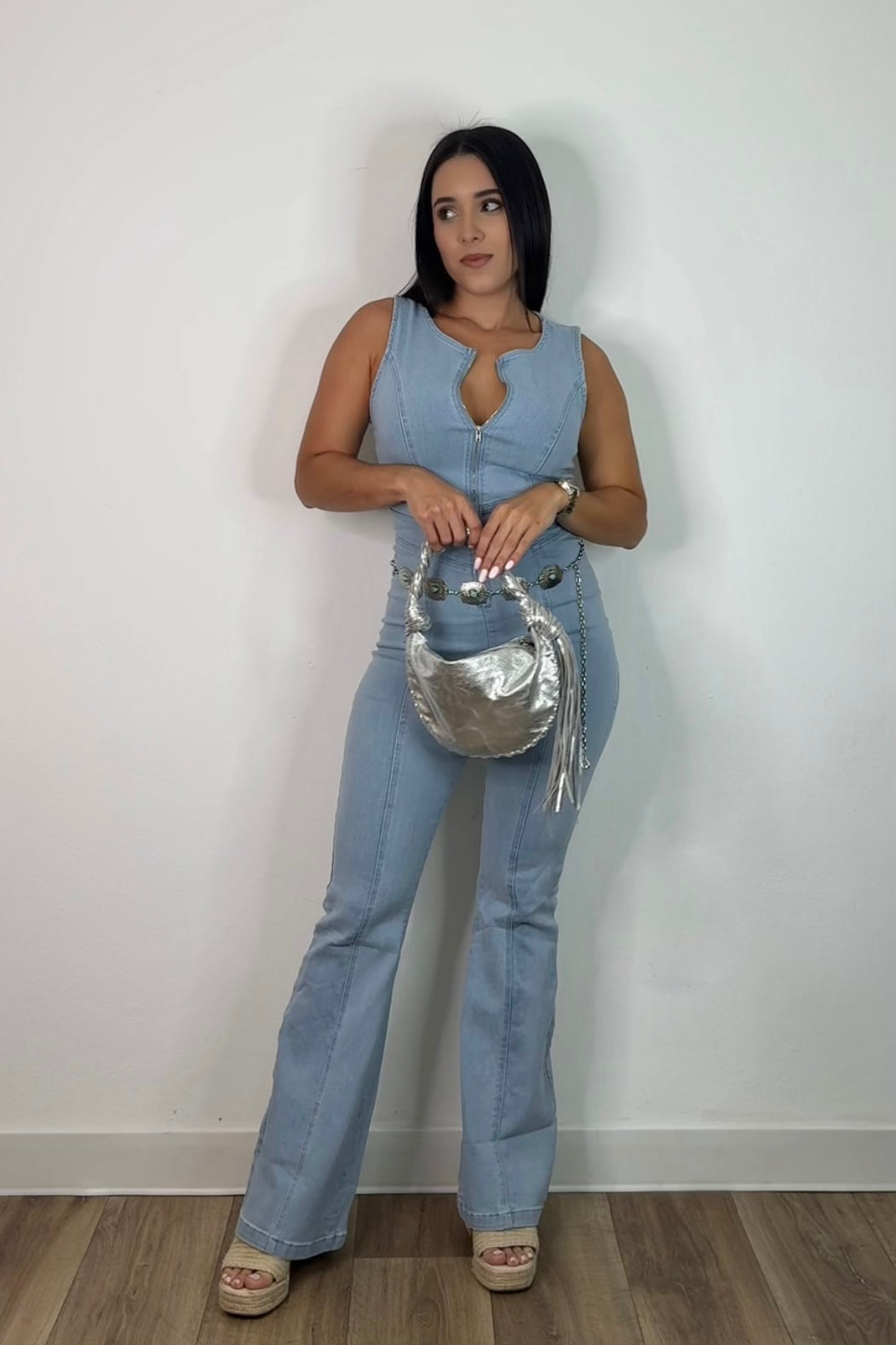 Denim Zipper Jumpsuit