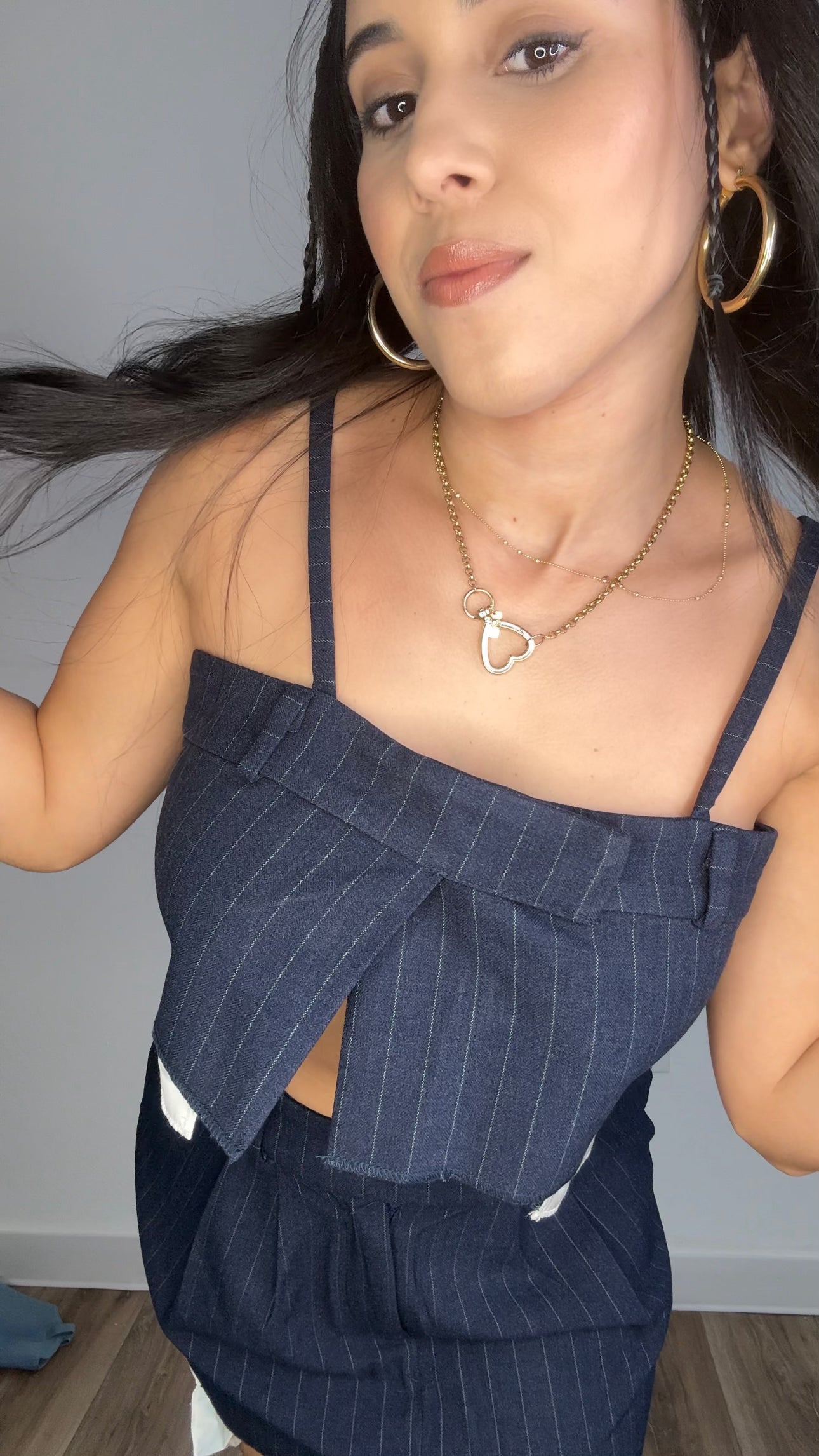 Navy Trouser Skirt Set