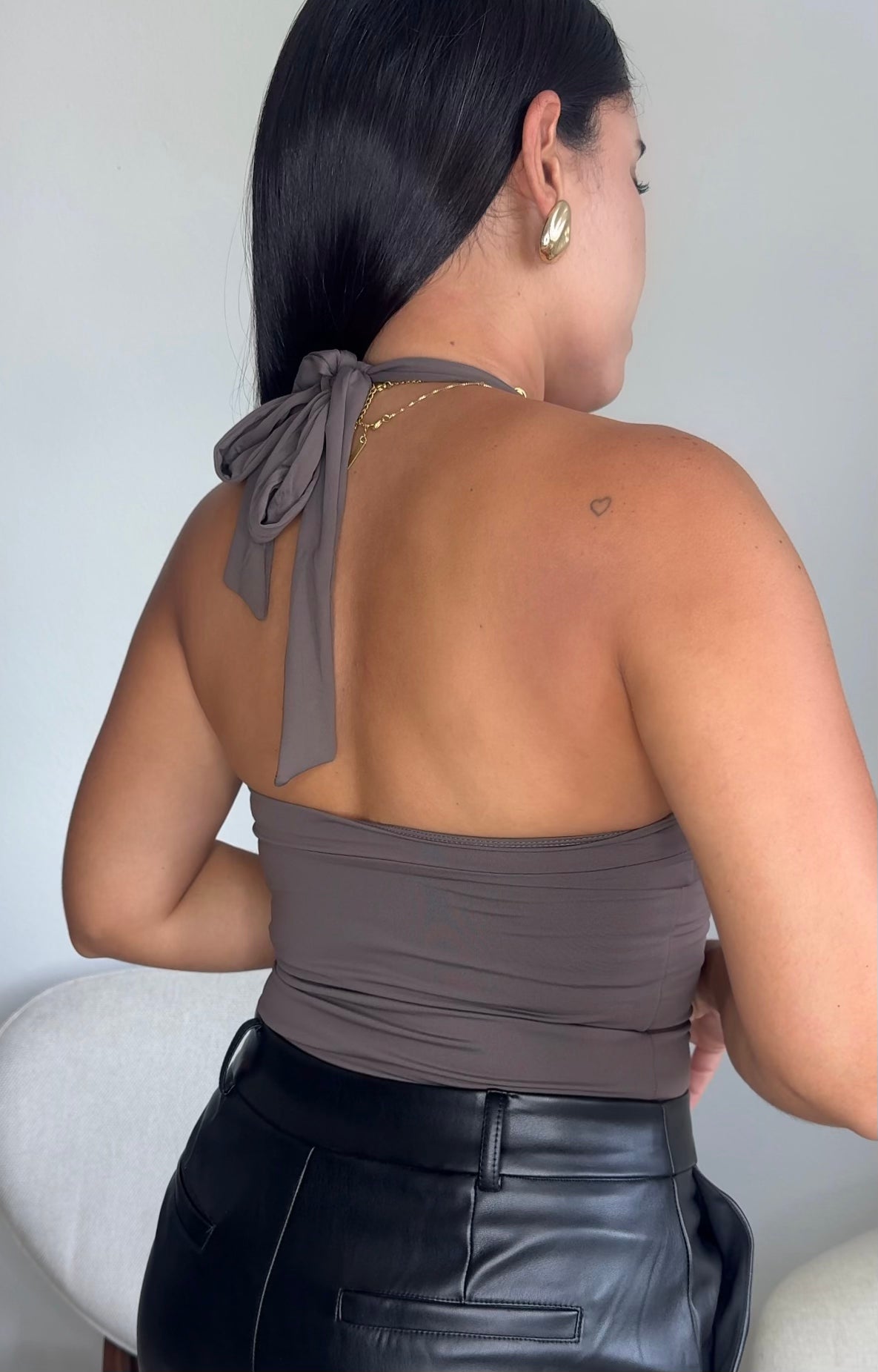 Dark Taupe Basic Halter Top