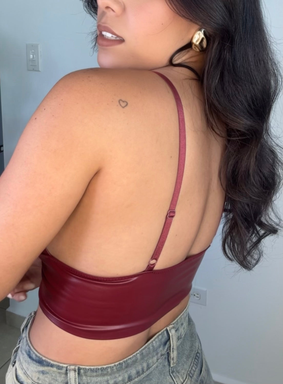 Burgundy Leather Bralette