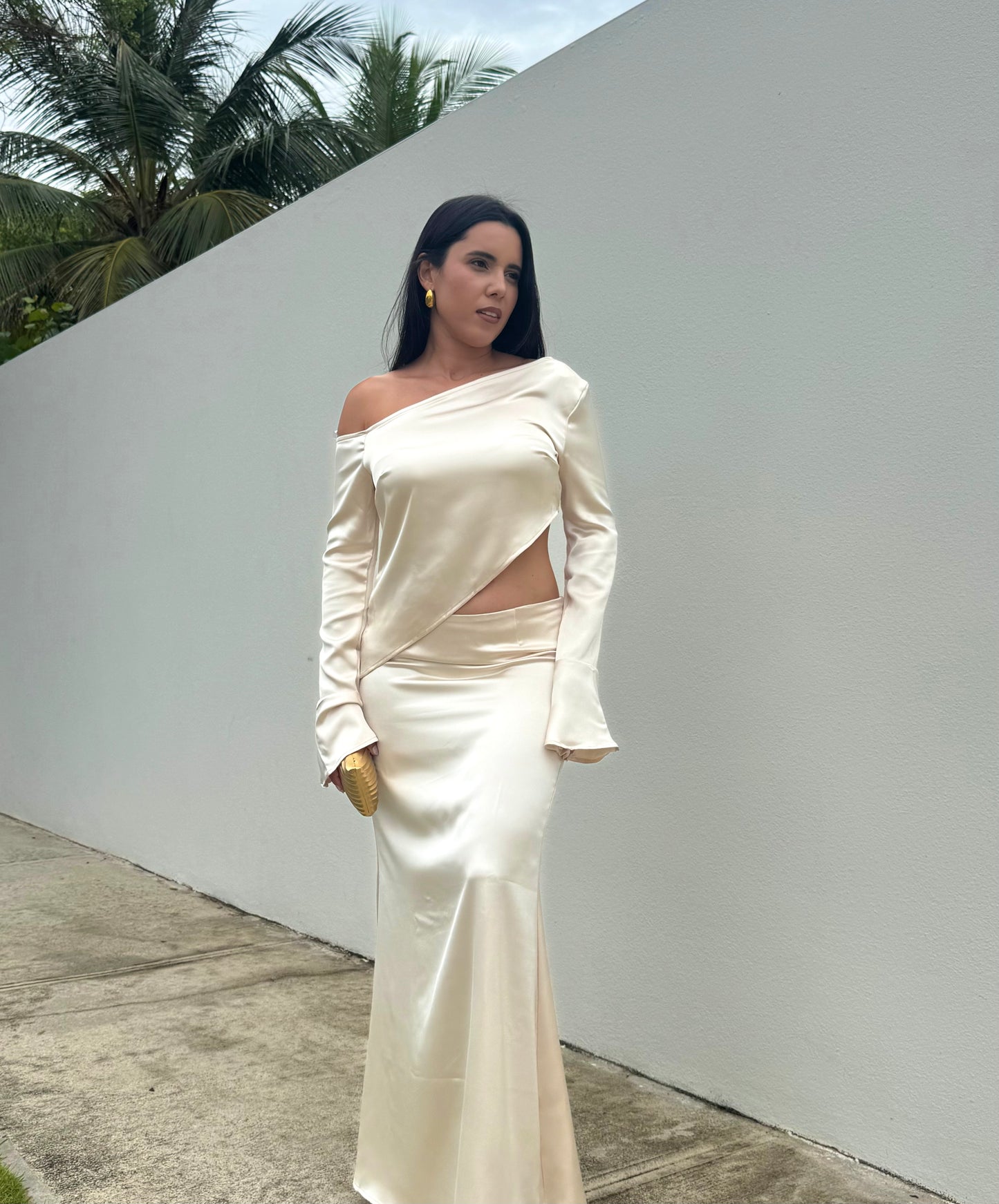 Satin Assymetrical Top