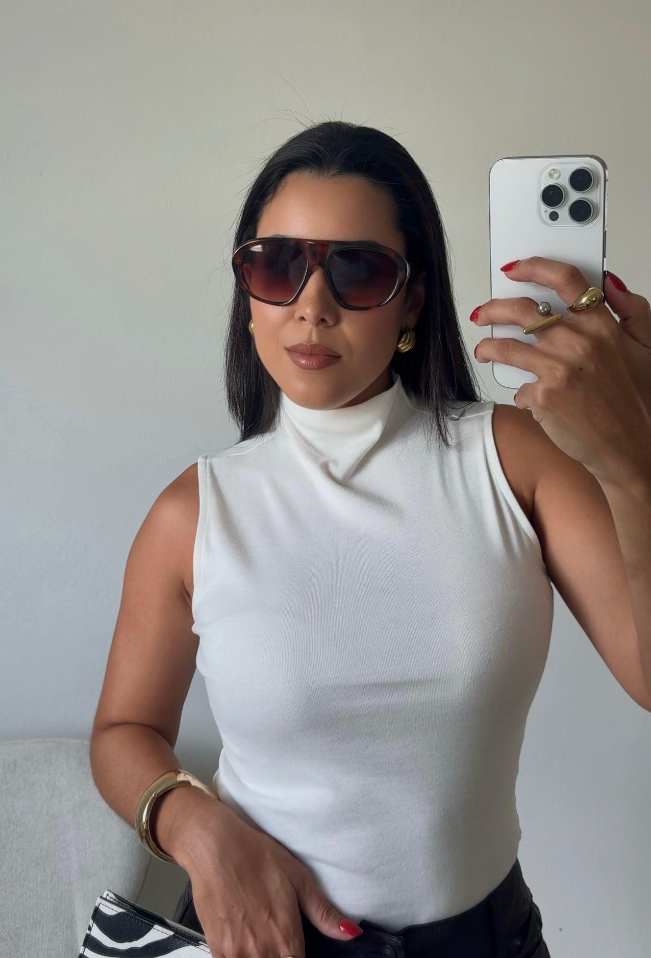White Mock Neck Top