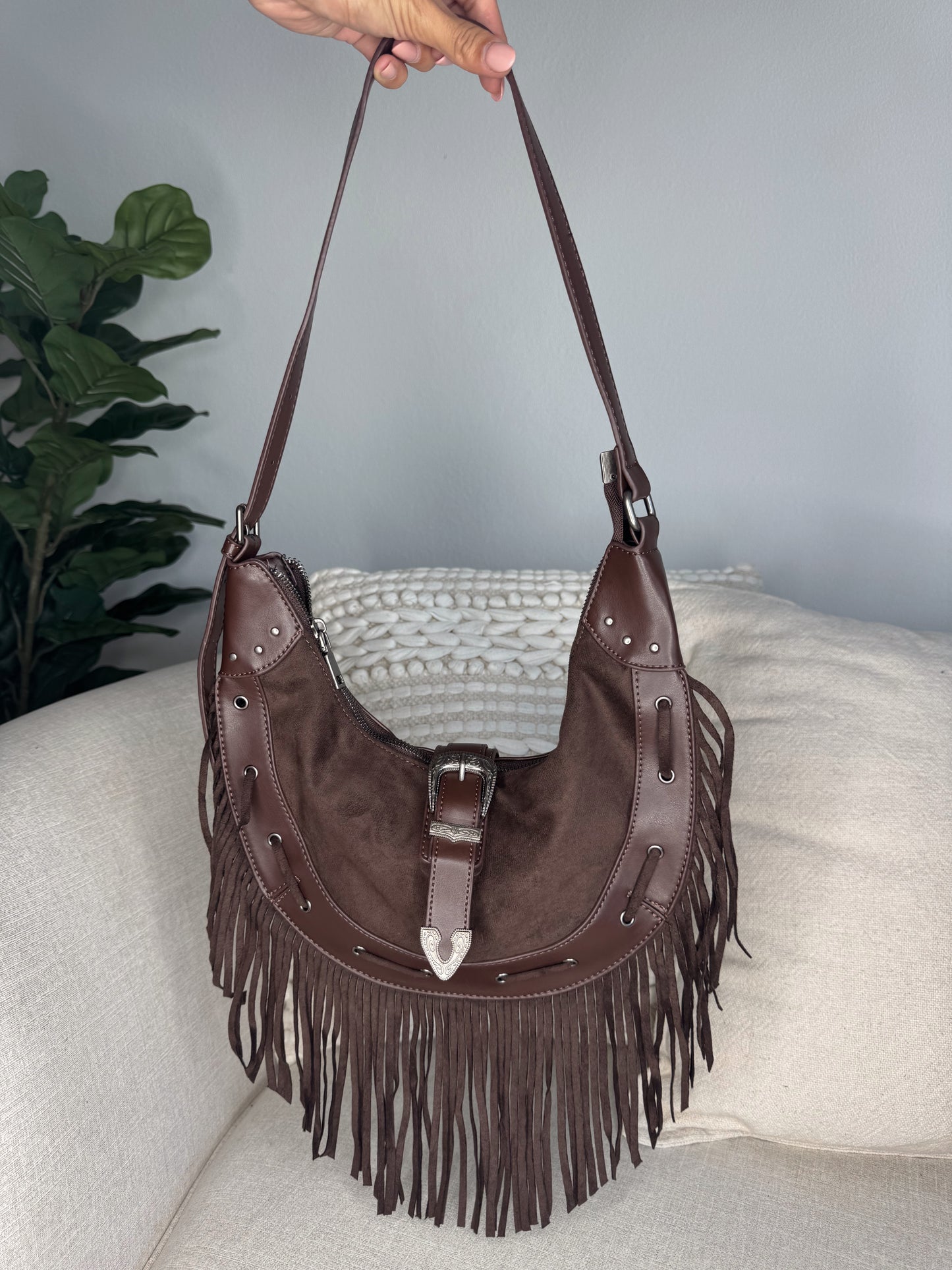 Brown Fringe Shoulder Bag