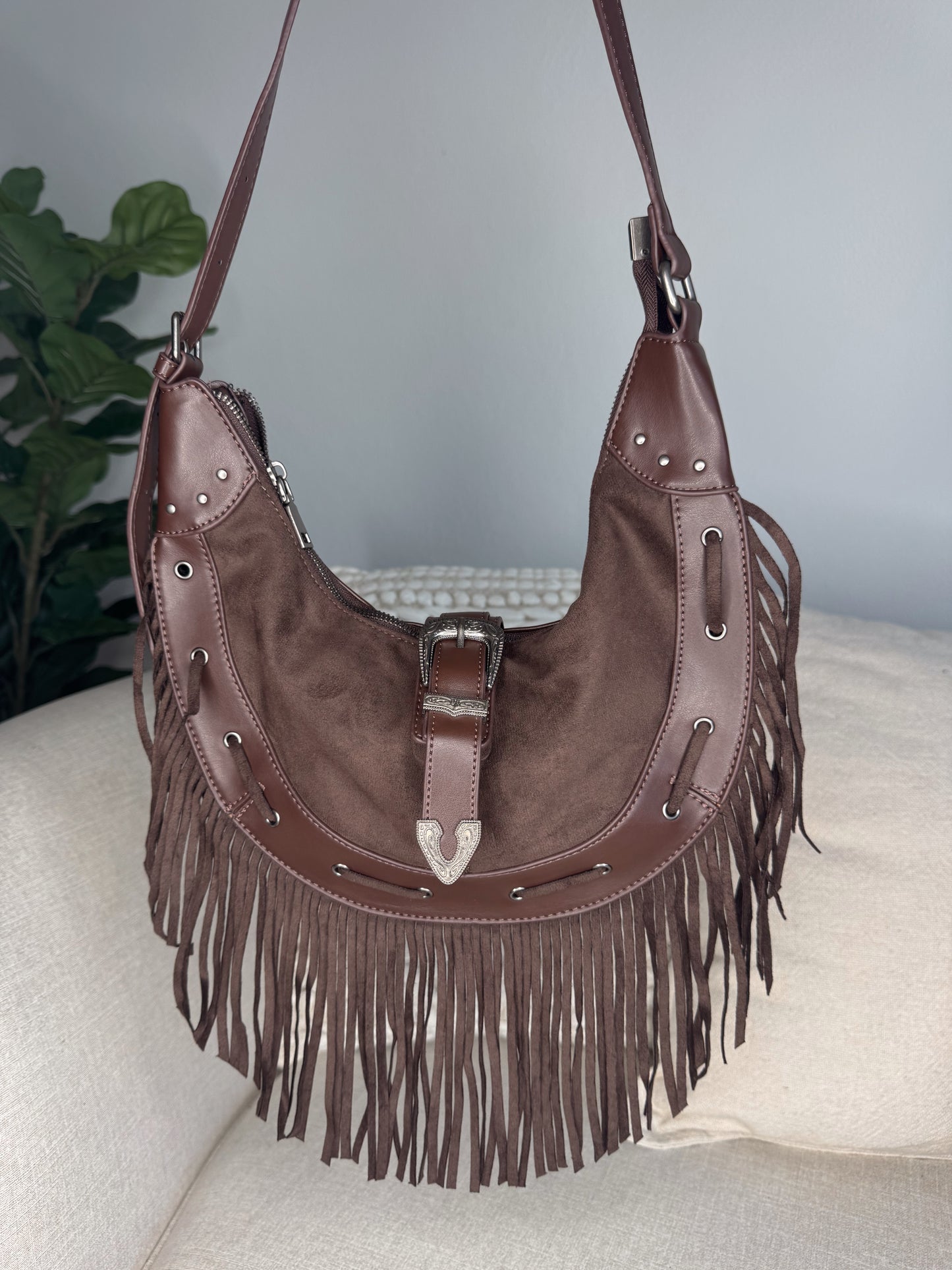 Brown Fringe Shoulder Bag