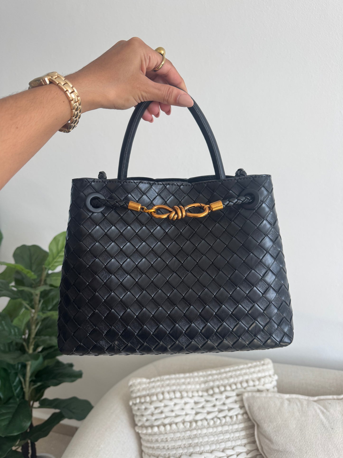 Woven Black Handbag