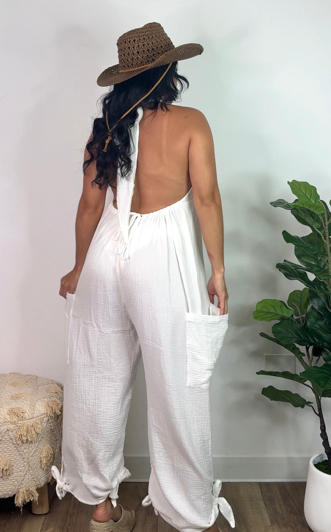 Gauze Jumpsuit Coverup