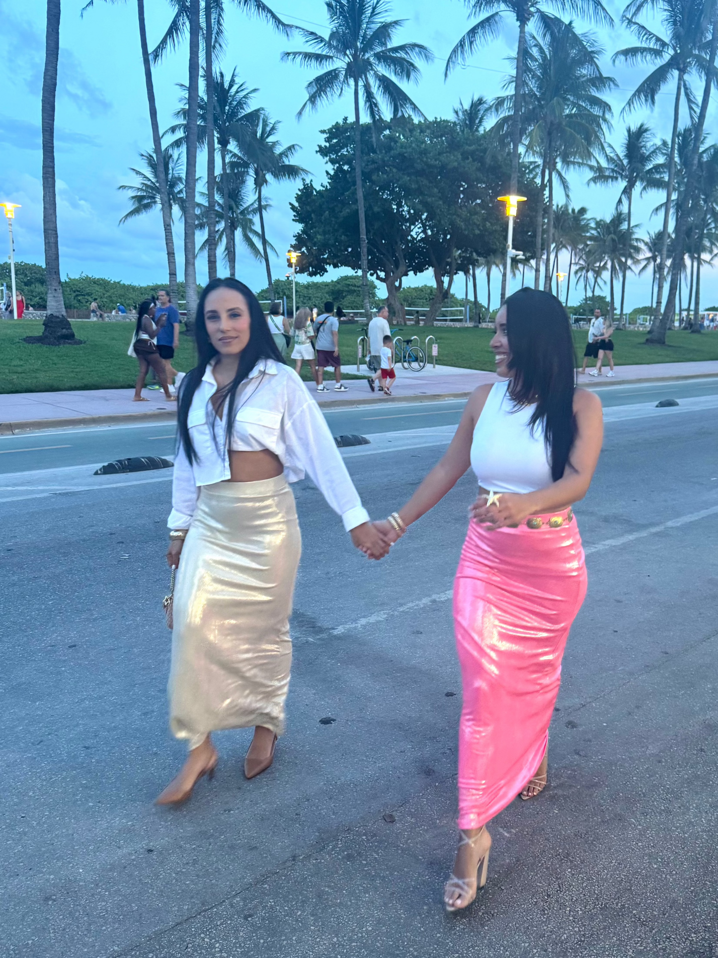 Pink Metallic Maxi Skirt