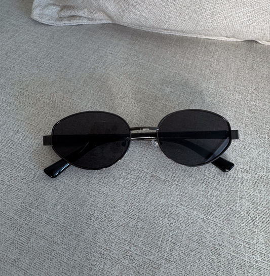 Black/Black Oval Sunglasses