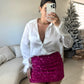Fushia Sequin Mini Skirt