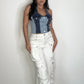 Colorblock Denim Halter Vest