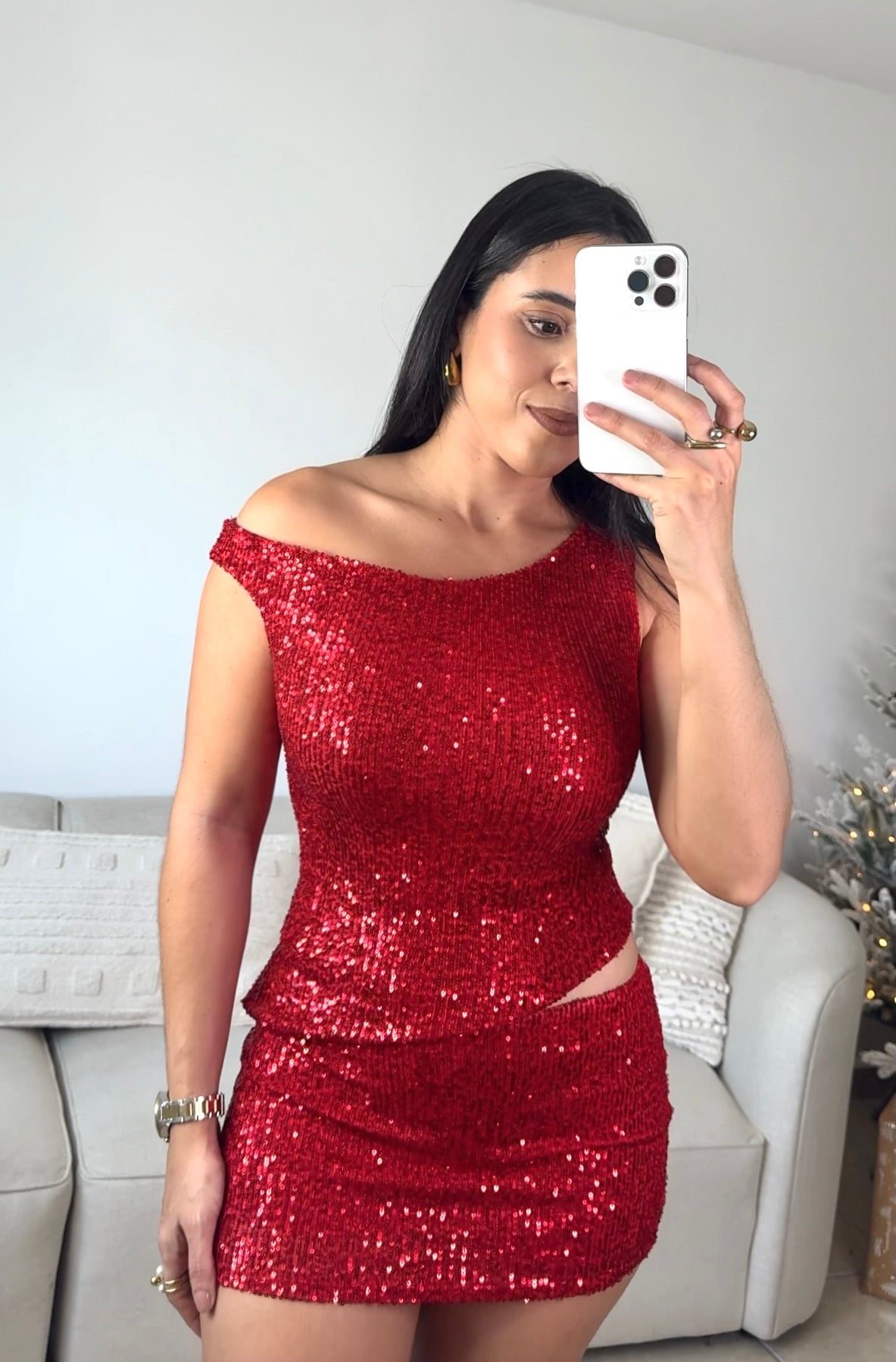 Red Sequin Top