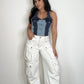 Colorblock Denim Halter Vest