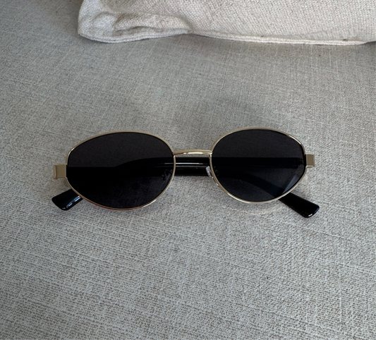 Gold/Black Oval Sunglasses