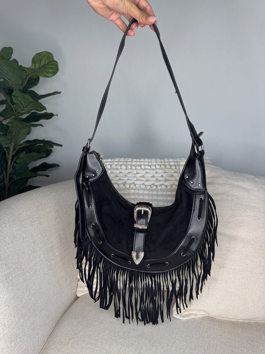 Black Fringe Shoulder Bag