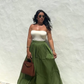 Olive Silky Maxi Skirt