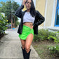 Neon Leather Mini Skirt
