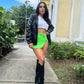 Neon Leather Mini Skirt
