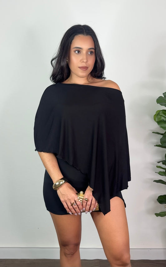 Black Knit Poncho