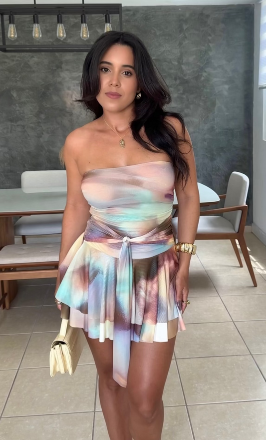 Pastel Flare Mini Dress