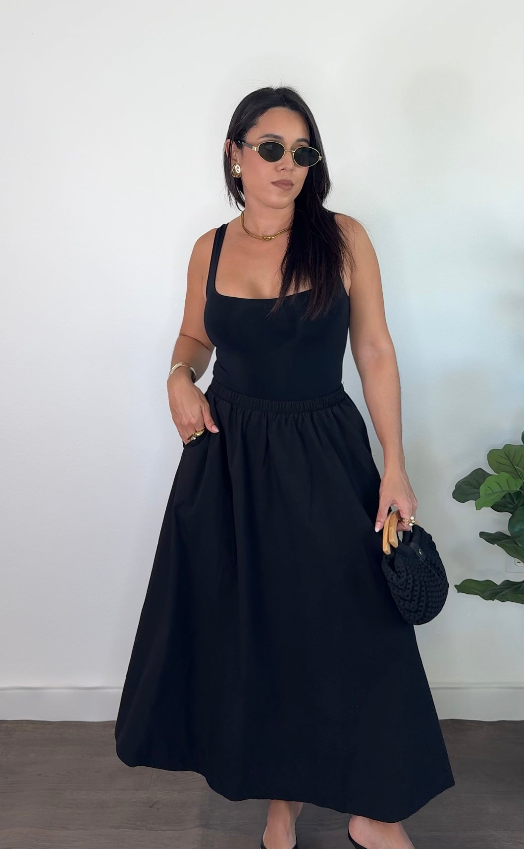 Black Poplin Skirt