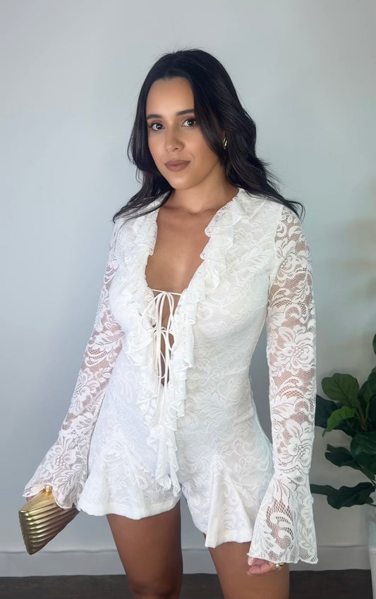 Lace Sleeve Romper