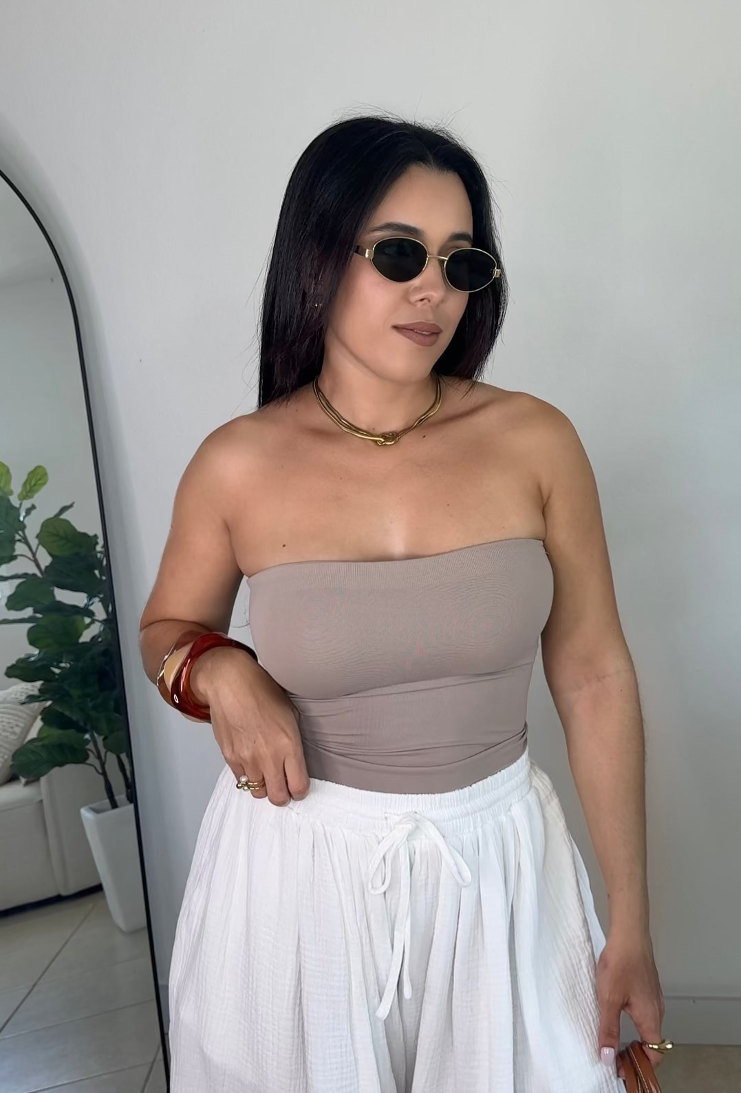 Beige/Grey Tube Top