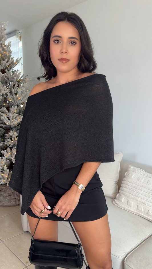 Black Knit Poncho