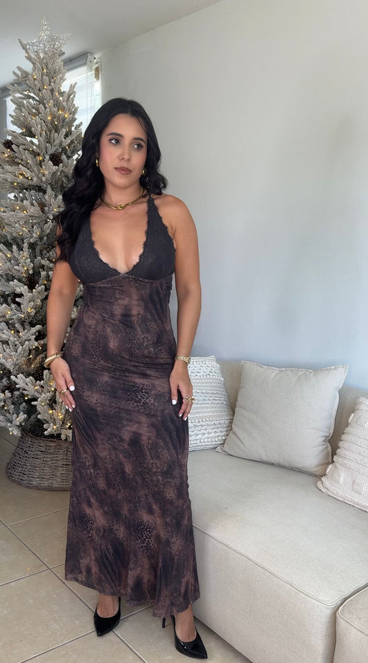 Lace Animal Print Maxi