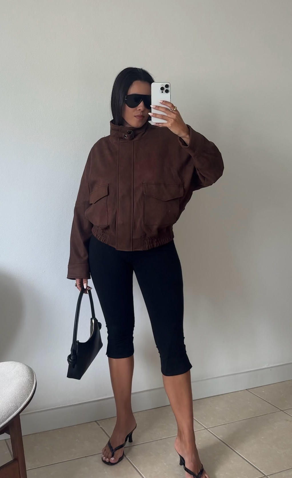 Brown Suede Funnel Jacket