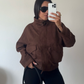 Brown Suede Funnel Jacket