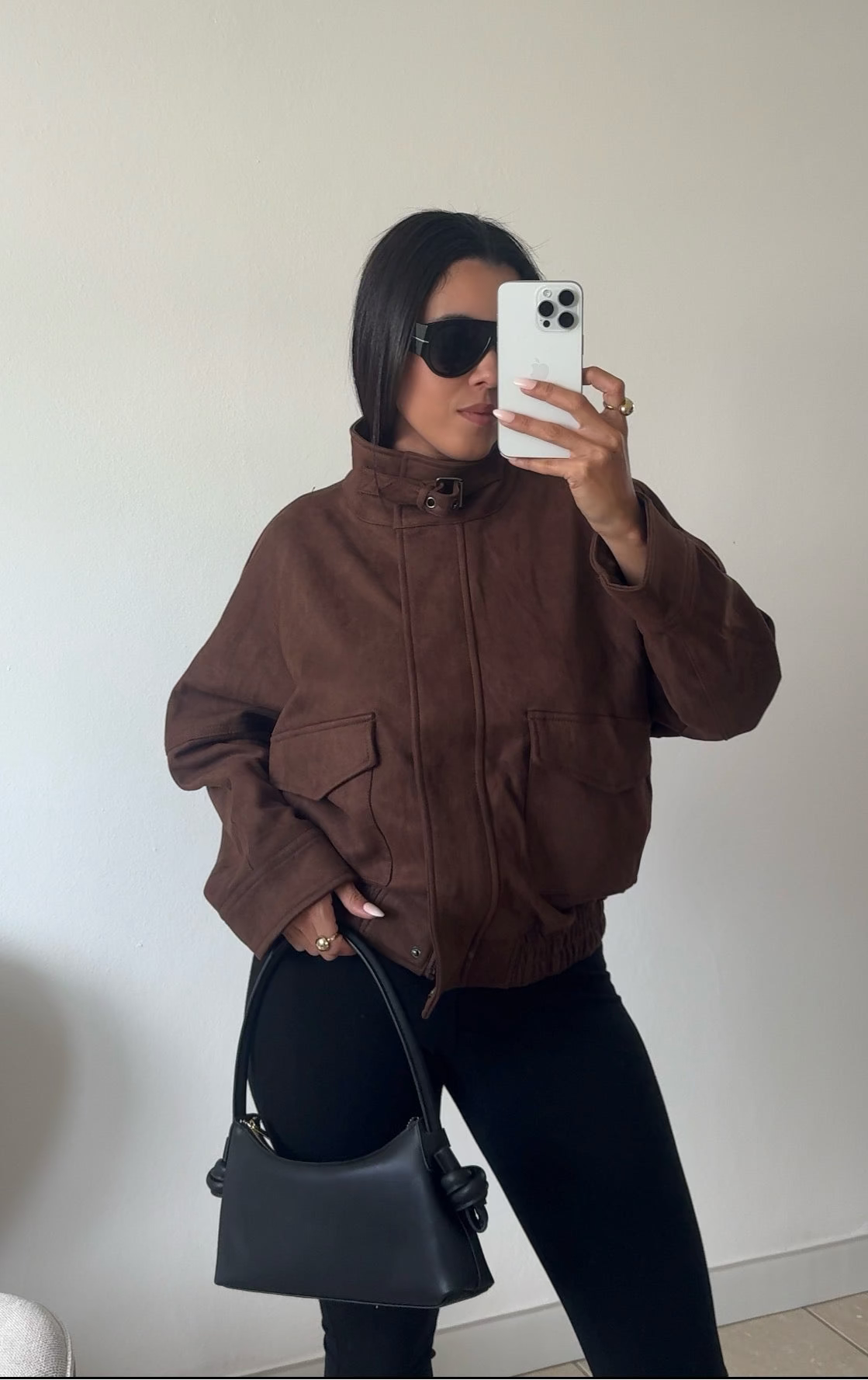 Brown Suede Funnel Jacket