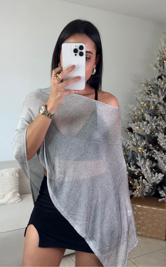 Silver Metallic Poncho