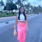 Pink Metallic Maxi Skirt