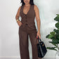 Linen Brown Vest