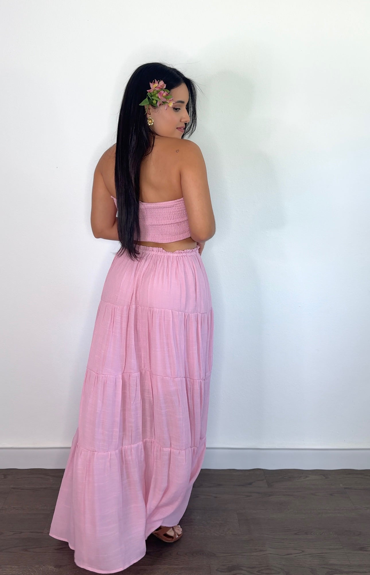 Pink Flowy Skirt Set