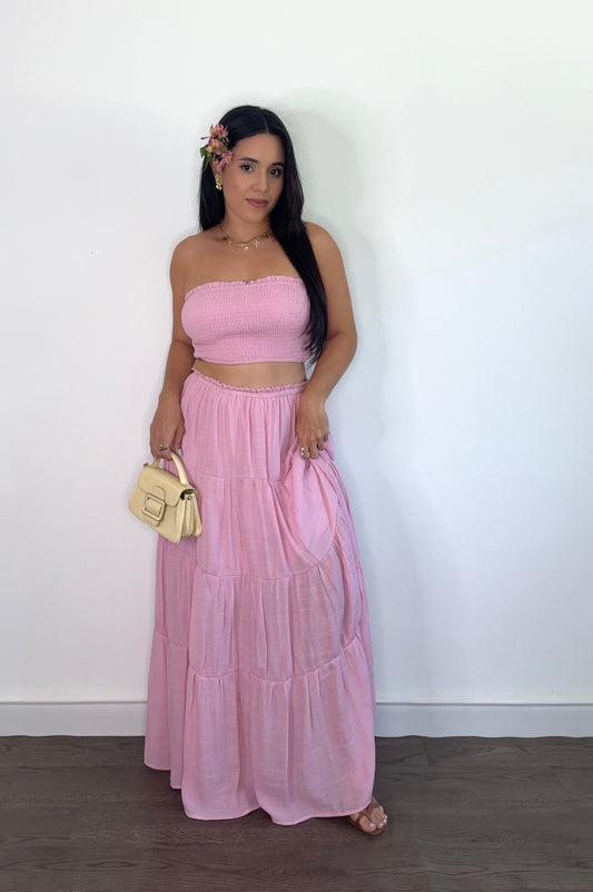 Pink Flowy Skirt Set