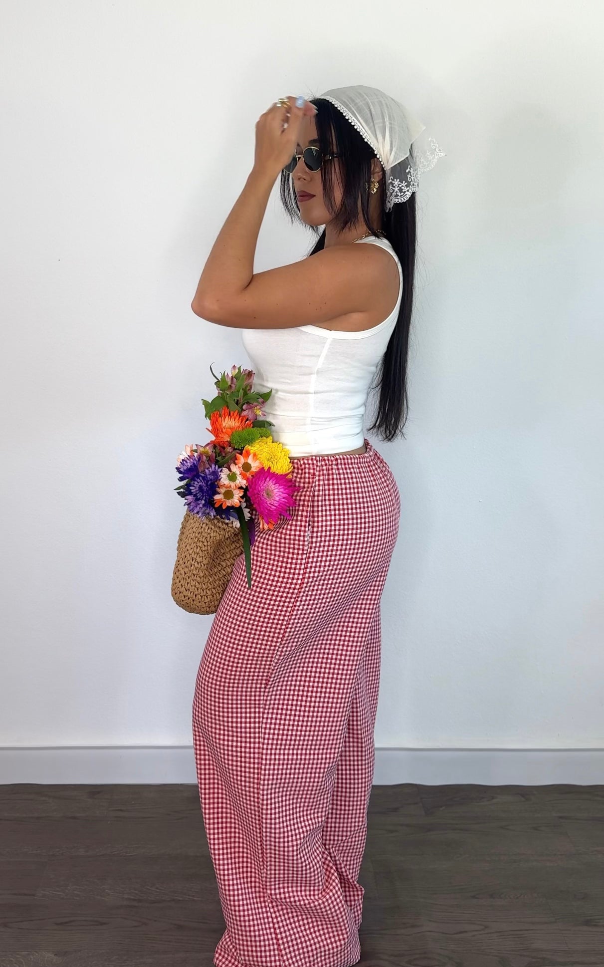Gingham Wide Leg Pants