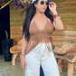 Tan Crochet Fringe Top