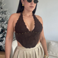 Lace & Suede Top