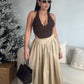 Classic Taupe Midi Skirt