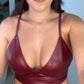 Burgundy Leather Bralette