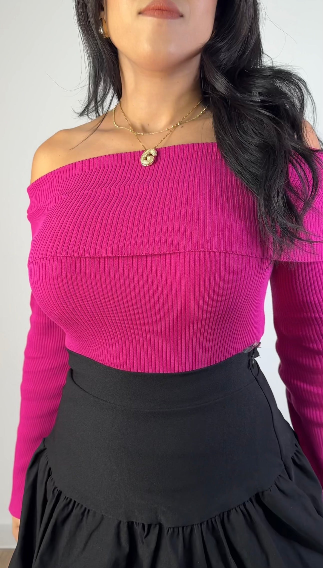 Magenta Off Shoulder Top